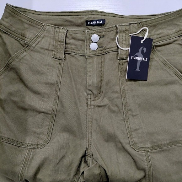 Women's Olive Green Wide-Leg Pants - Picture 9 of 16